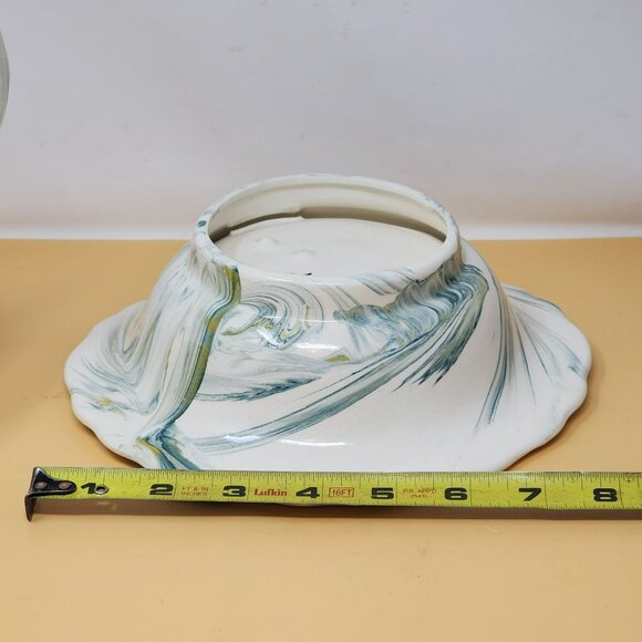 Vintage 1977 Handcrafted Ceramic Pitcher & Basin Set With Swirl Design Farmhouse - Picture 11 of 14